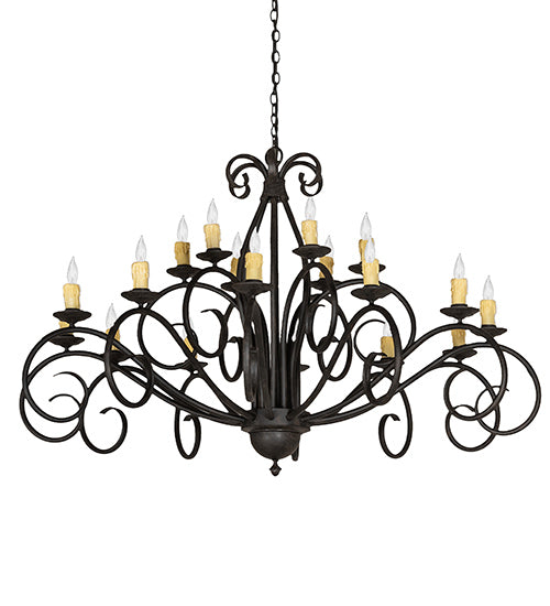 60" Wide Sienna 18 Lt Two Tier Chandelier