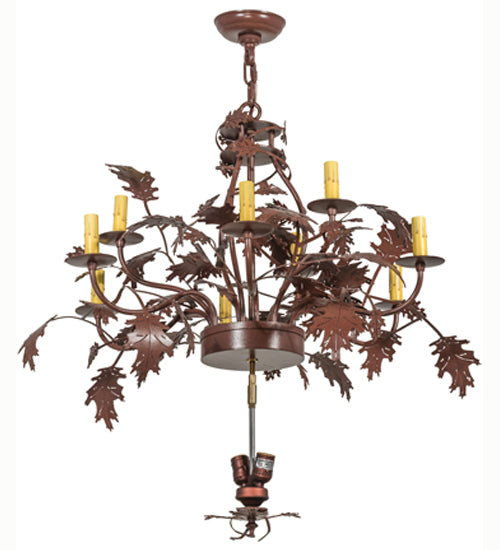 34" Wide Greenbriar Oak 9 Arm Chandelier