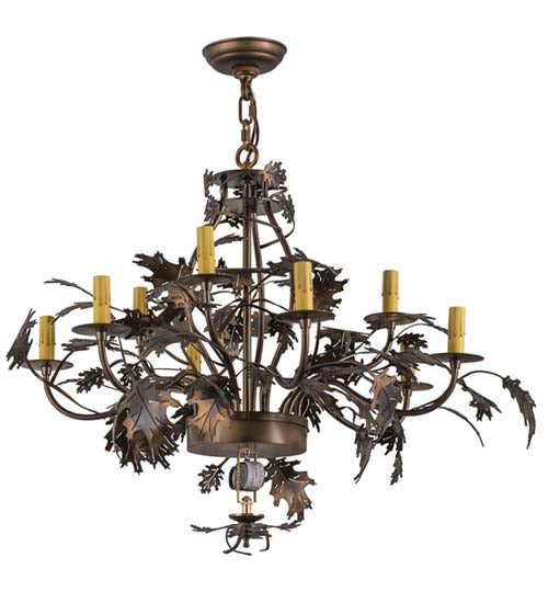 34" Wide Greenbriar Oak 9 Light Chandelier