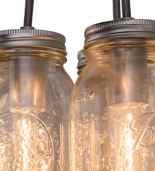 9" Wide Mason Jar 3 Lt Pendant