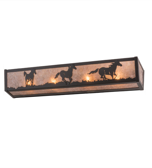 30" Wide Running Horses Vanity Light