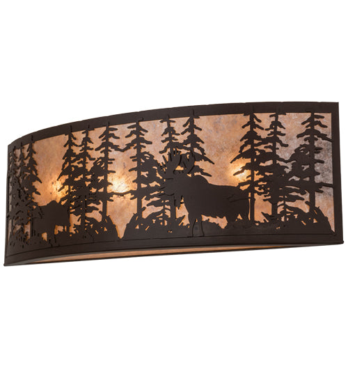 36" Wide Tall Pines W/Bear & Moose Wall Sconce