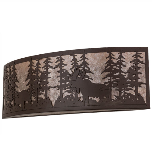 36" Wide Tall Pines W/Bear & Moose Wall Sconce