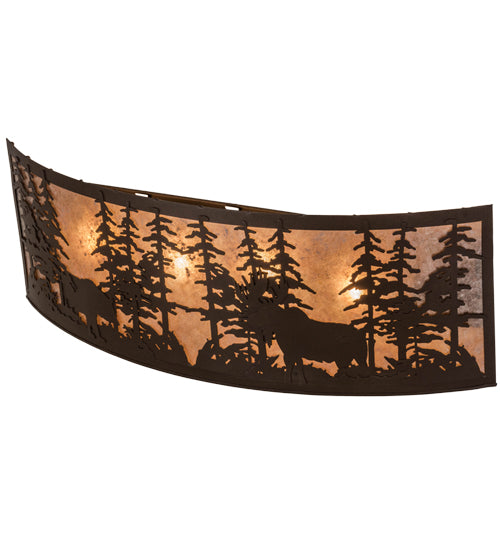 36" Wide Tall Pines W/Bear & Moose Wall Sconce