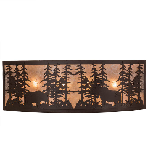 36" Wide Tall Pines W/Bear & Moose Wall Sconce