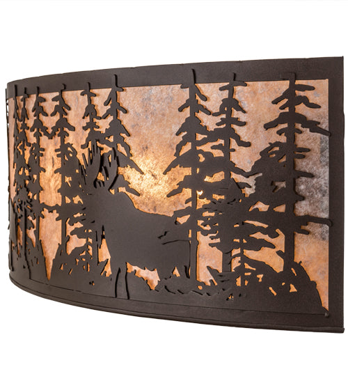 36" Wide Tall Pines W/Bear & Moose Wall Sconce