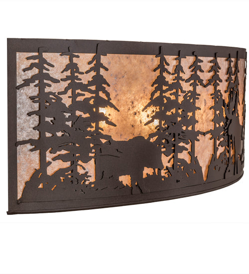 36" Wide Tall Pines W/Bear & Moose Wall Sconce