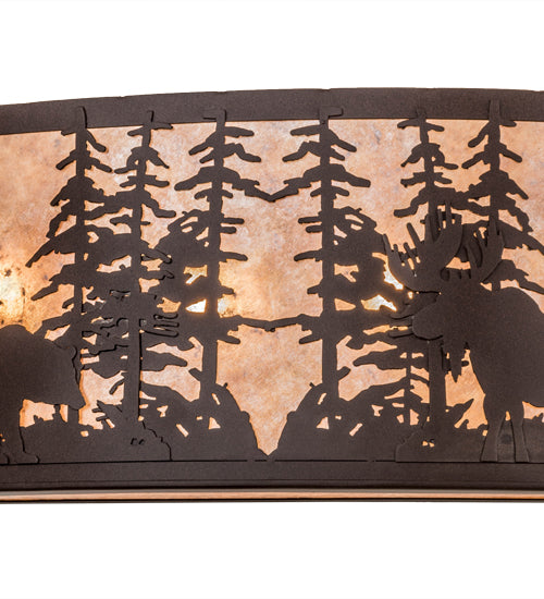 36" Wide Tall Pines W/Bear & Moose Wall Sconce