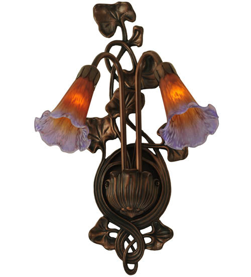 11"W Amber/Purple Pond Lily 2 Lt Wall Sconce