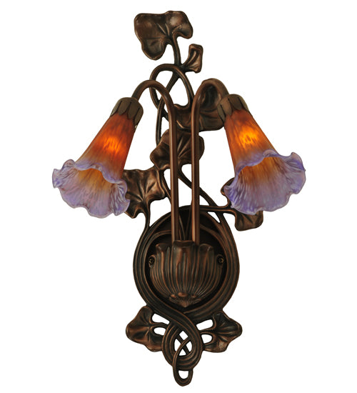 11"W Amber/Purple Pond Lily 2 Lt Wall Sconce