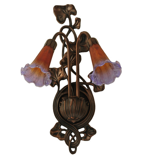 11"W Amber/Purple Pond Lily 2 Lt Wall Sconce