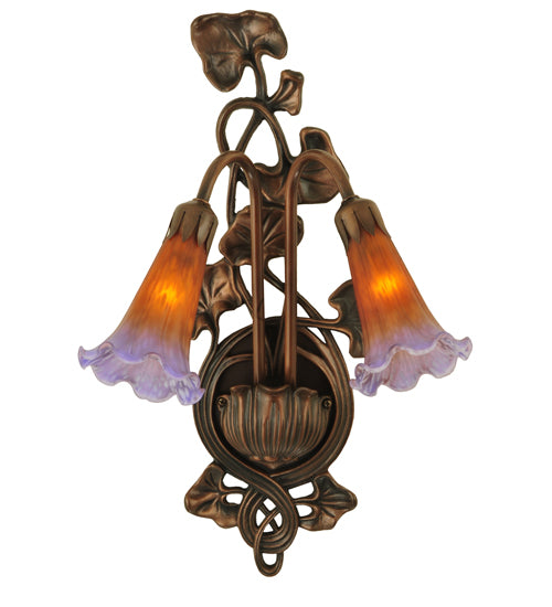 11"W Amber/Purple Pond Lily 2 Lt Wall Sconce