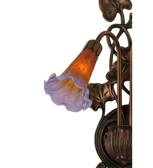 11"W Amber/Purple Pond Lily 2 Lt Wall Sconce