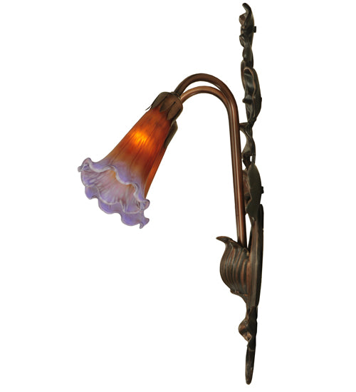 11"W Amber/Purple Pond Lily 2 Lt Wall Sconce