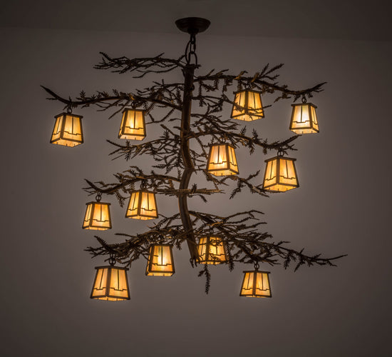 48"W Pine Branch Valley View 12 Lt Chandelier