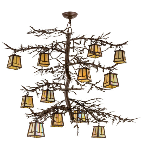 48"W Pine Branch Valley View 12 Lt Chandelier