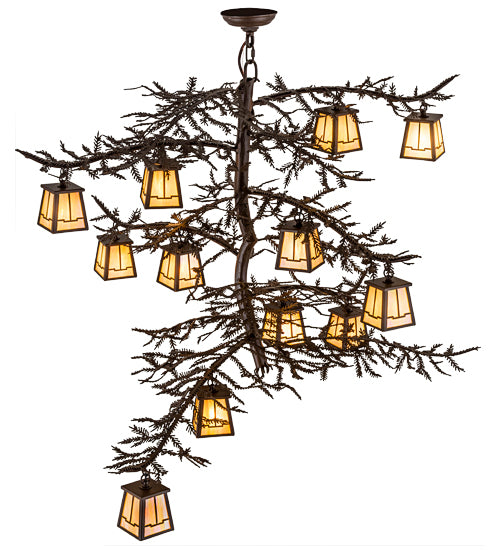 48"W Pine Branch Valley View 12 Lt Chandelier