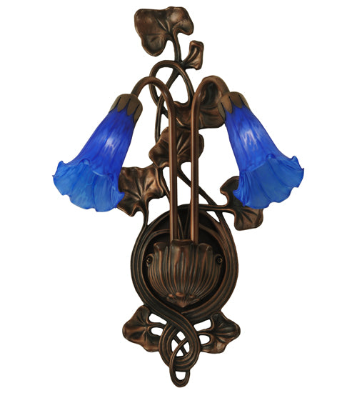 11"W Blue Pond Lily 2 Lt Wall Sconce