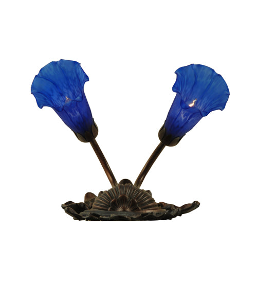 11"W Blue Pond Lily 2 Lt Wall Sconce