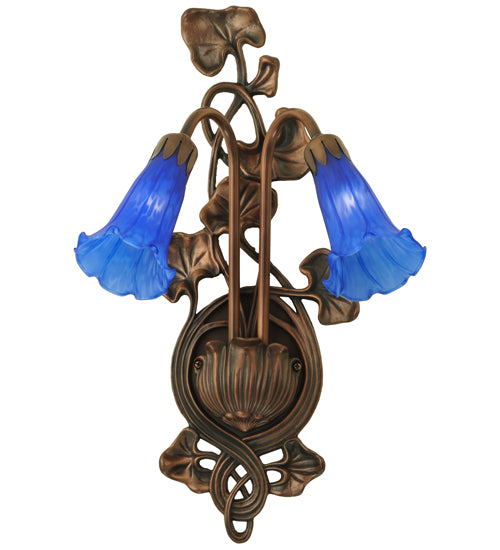 11"W Blue Pond Lily 2 Lt Wall Sconce