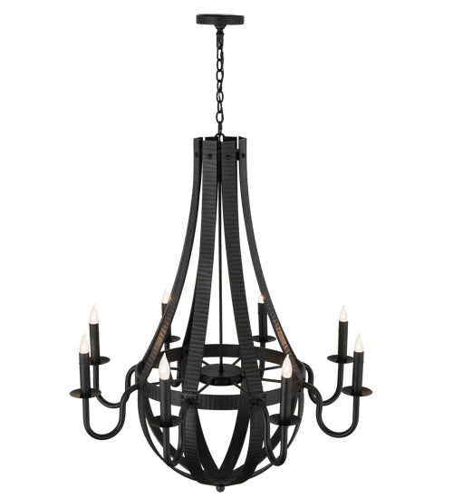 42" Wide Barrel Stave Metallo 8 Light Chandelier