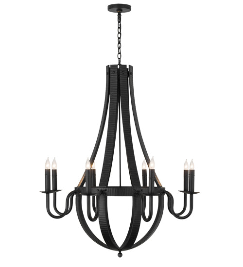 42" Wide Barrel Stave Metallo 8 Light Chandelier