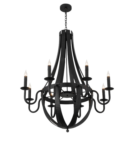 42" Wide Barrel Stave Metallo 8 Light Chandelier