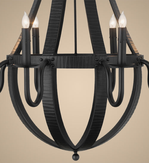 42" Wide Barrel Stave Metallo 8 Light Chandelier