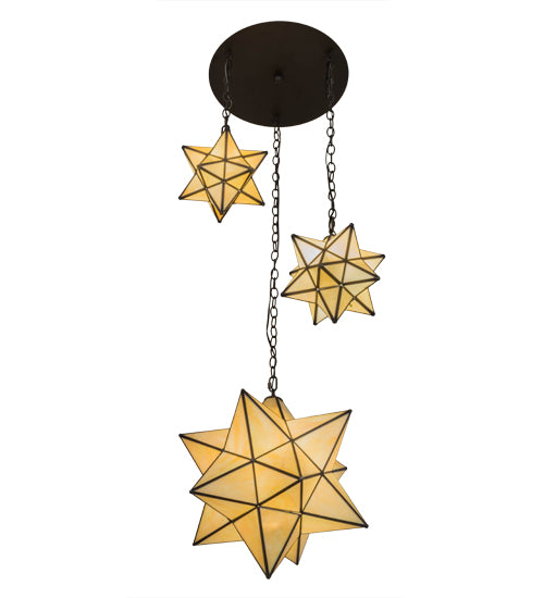 25"W Moravian Star 3 Lt Cascading Pendant