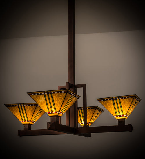 47" Wide Prairie Corn 4 Light Inverted Pendant