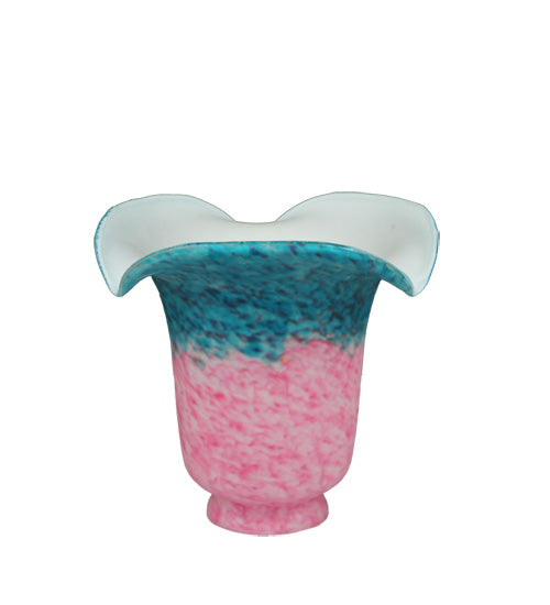 5.5"W Fluted Pink And Teal Shade