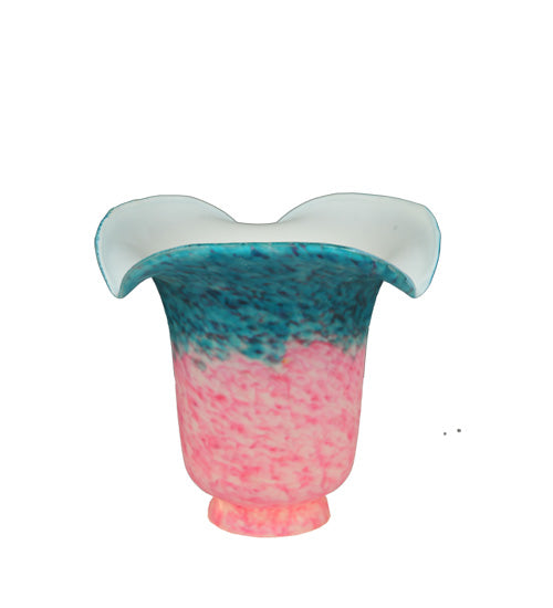 5.5"W Fluted Pink And Teal Shade