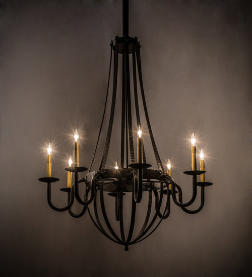 38"W Barrel Stave Metallo 8 Lt Chandelier