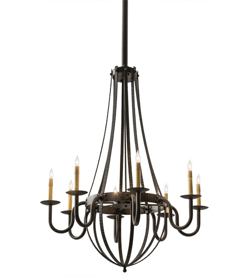 38"W Barrel Stave Metallo 8 Lt Chandelier