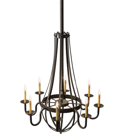 38"W Barrel Stave Metallo 8 Lt Chandelier