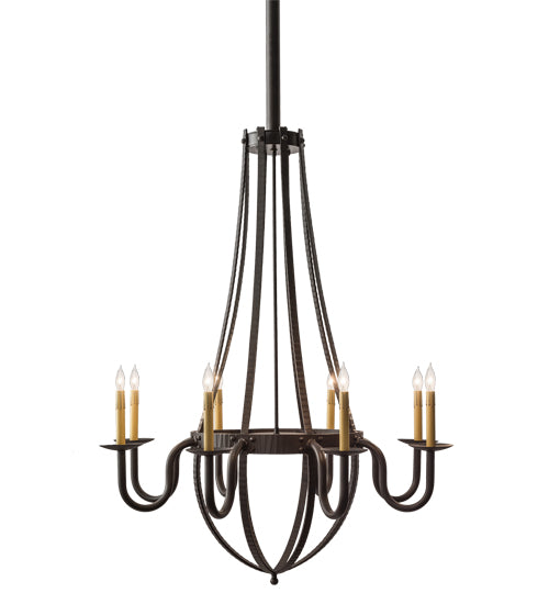 38"W Barrel Stave Metallo 8 Lt Chandelier