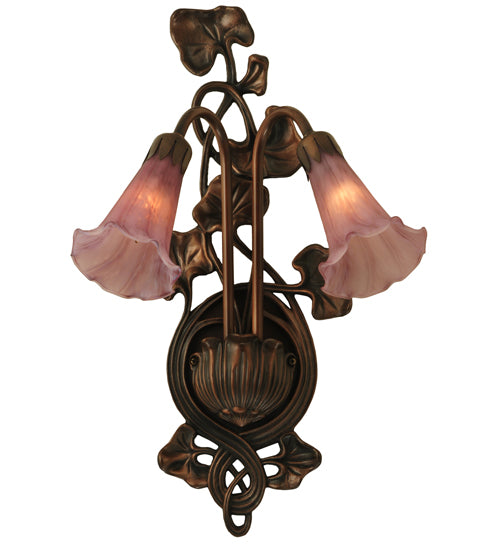 11"W Lavender Pond Lily 2 Lt Wall Sconce