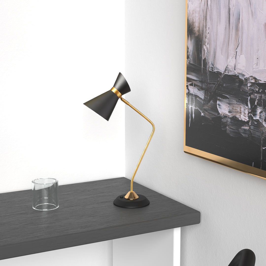 Dainolite 1 Light Table Lamp, Matte Black / Vintage Bronze