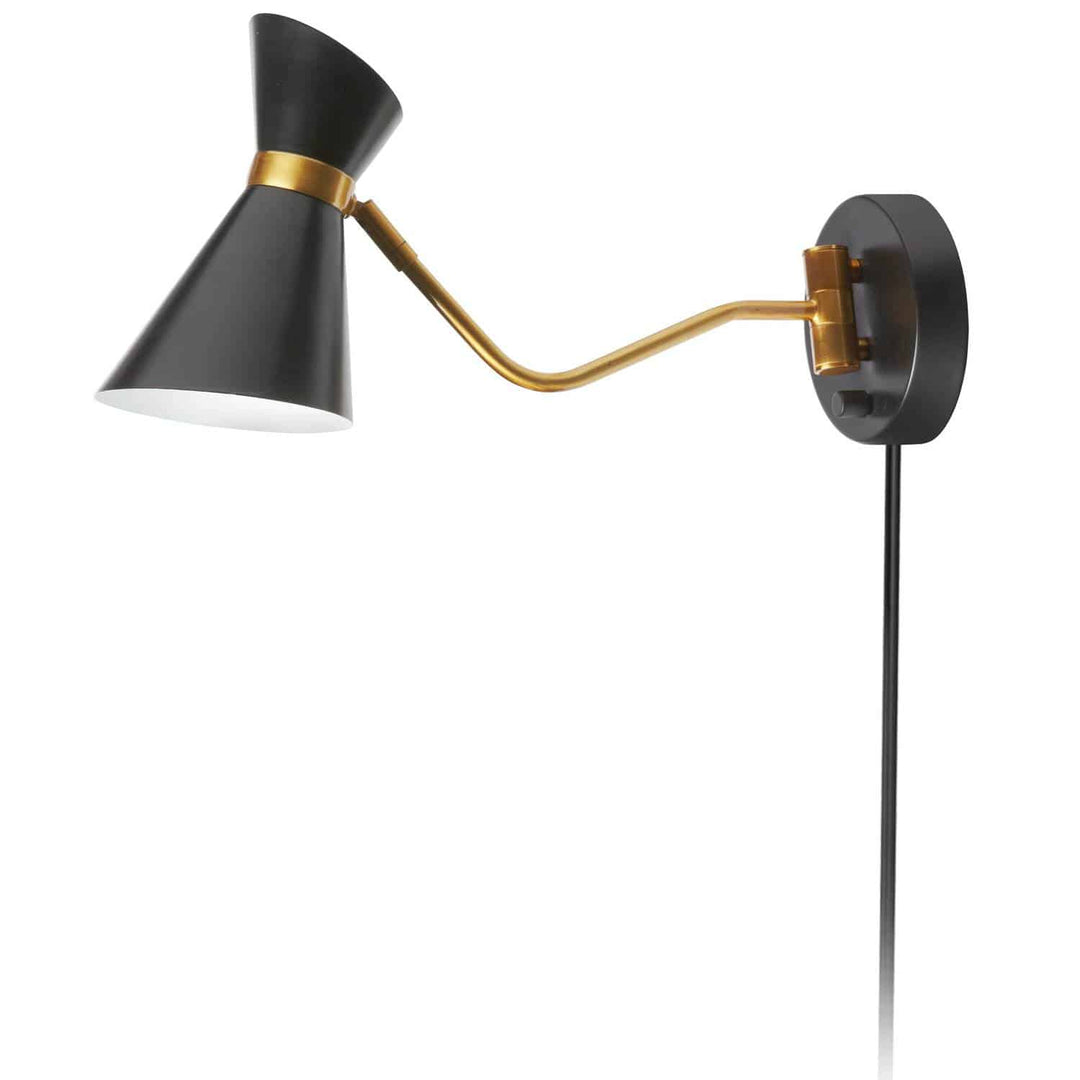 Dainolite 1 Light Swing Arm Lamp, Black / Vintage Bronze Finish