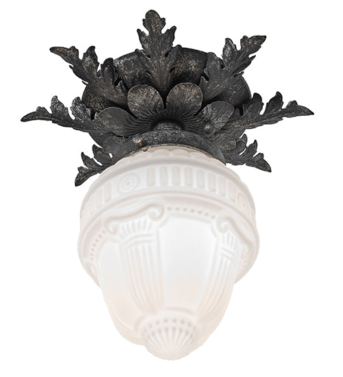 10" Wide Fancy Floral W/Colonnade Globe Flushmount