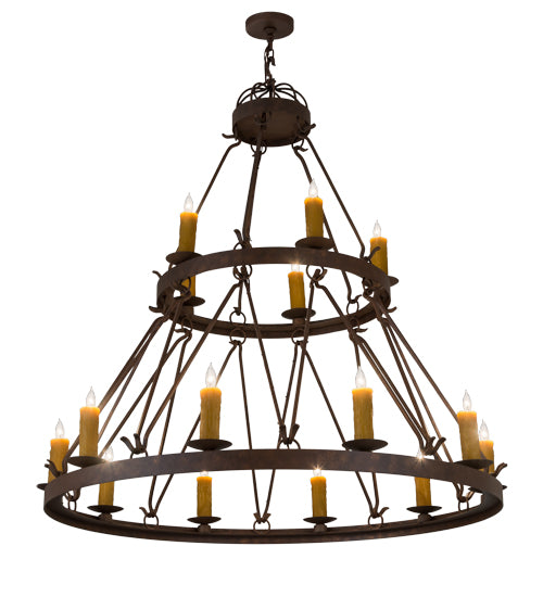 54" Wide Lakeshore 15 Light Two Tier Chandelier