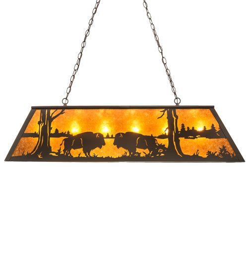 48" Long Battling Buffalo Oblong Pendant