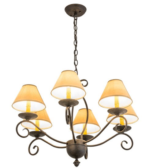 30"W Sienna 6 Lt Chandelier