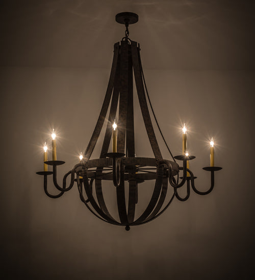 48"W Barrel Stave Metallo 8 Lt Chandelier