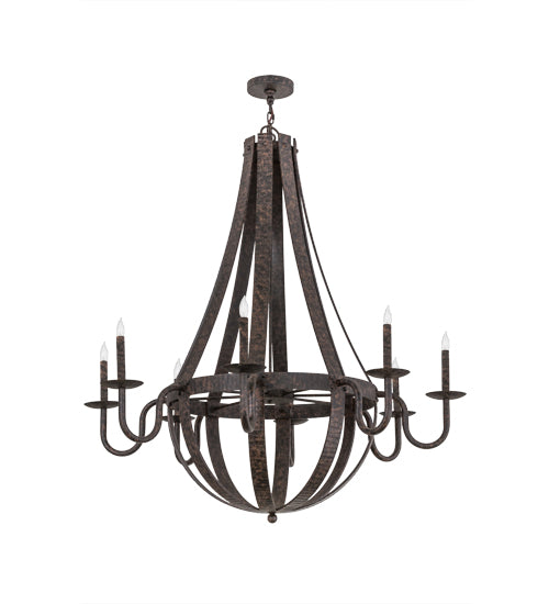 48"W Barrel Stave Metallo 8 Lt Chandelier