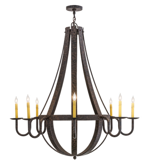 48"W Barrel Stave Metallo 8 Lt Chandelier