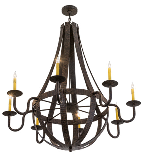 48"W Barrel Stave Metallo 8 Lt Chandelier