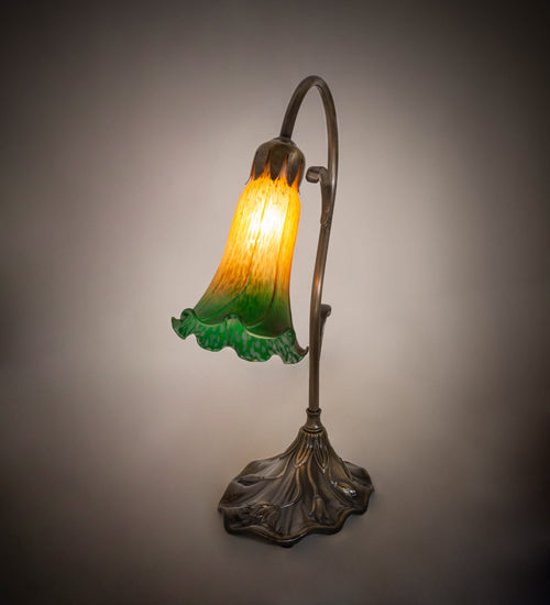 15" High Amber/Green Tiffany Pond Lily Accent Lamp