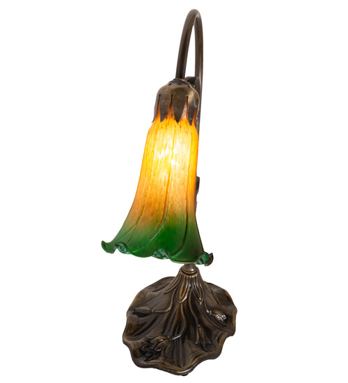 15" High Amber/Green Tiffany Pond Lily Accent Lamp