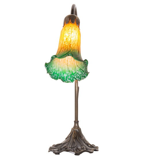 15" High Amber/Green Tiffany Pond Lily Accent Lamp